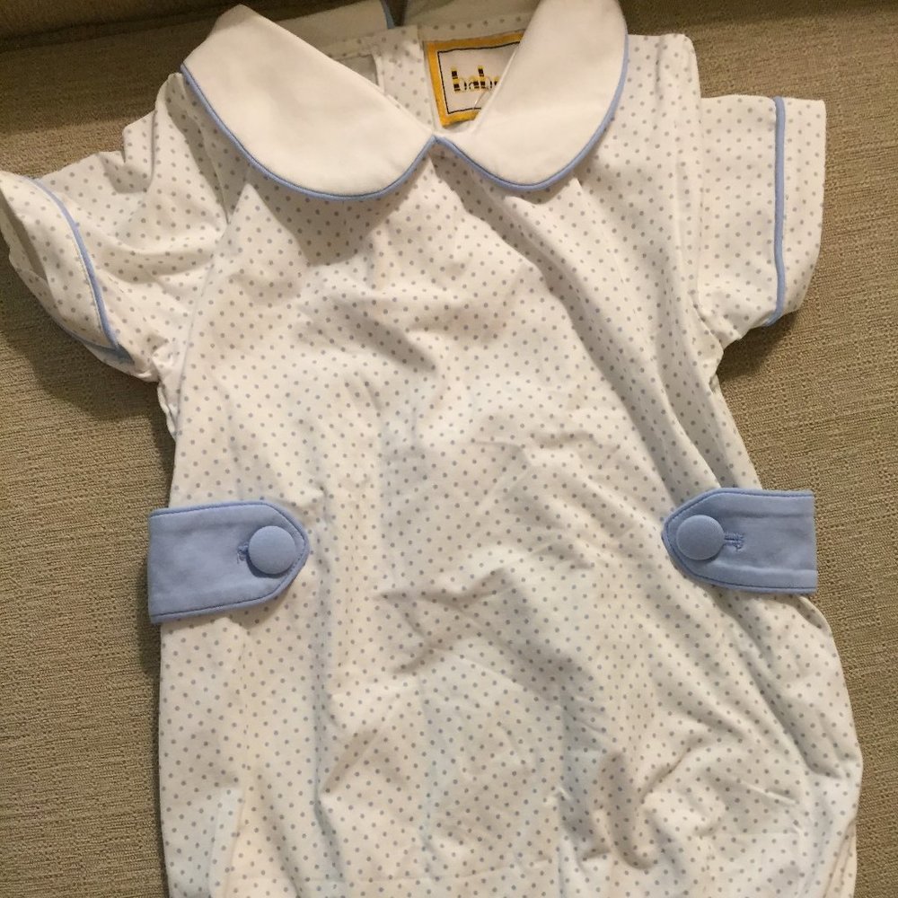 NWT White/Blue Polka Dot Bubble Babeeni